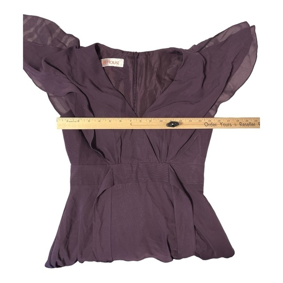 JJ's House A-line V-Neck Floor-Length Chiffon Bridesmaid Dress Plum Size 2 RG1 - Picture 3 of 6